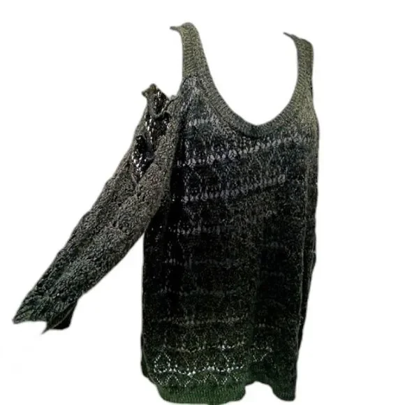 Torrid Gray Ladder Pointelle Knit Sweater Women's 3X. 3/4 Sleeves Scoop Neckline - Picture 1 of 14